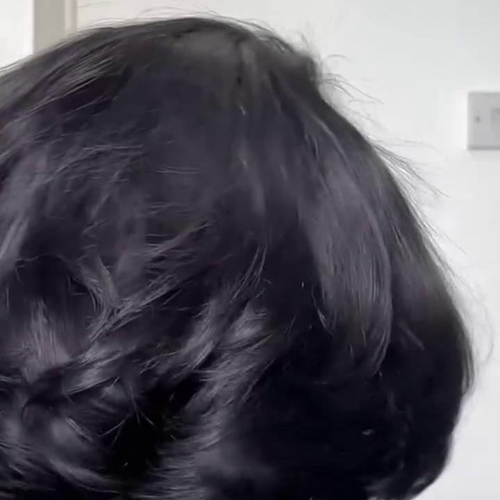 Natural hairline side parted slightly curly 13×4 lace frontal bob wig