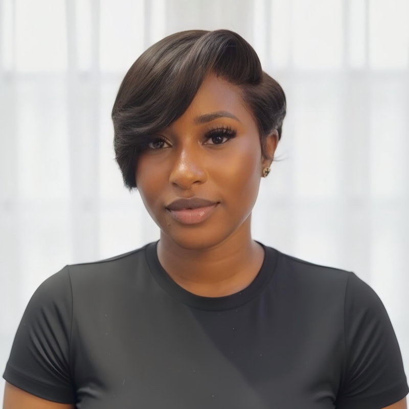 Boss Lady Side Part Layered Pixie Cuts 13x4 Lace Frontal Wig