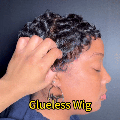 Full Lace Short Pixie Finger Wave Glueless Wig