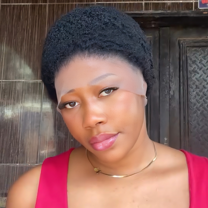 Full Lace Natural Black Afro Kinky Low Cut Glueless Pixie Wig