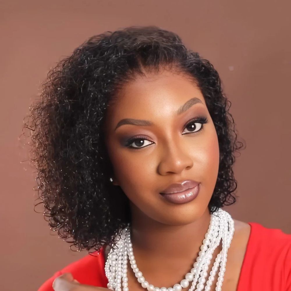 Natural Black Wet and Wavy Wig 13×4 Lace Frontal Curly Bob Wig