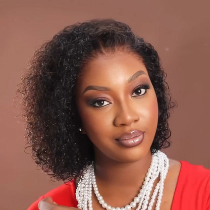 Natural Black Wet and Wavy Wig 13×4 Lace Frontal Curly Bob Wig