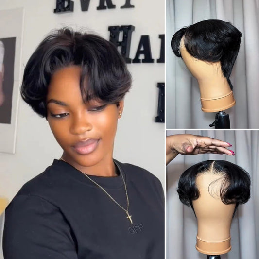 Boss Lady Mid Part Layered Pixie Cut Wig With Bangs