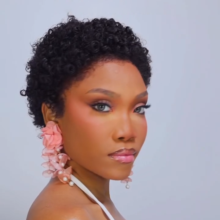 13x4 Lace/Full Lace 3C Afro Pixie Natural Black Loose Curly Wig