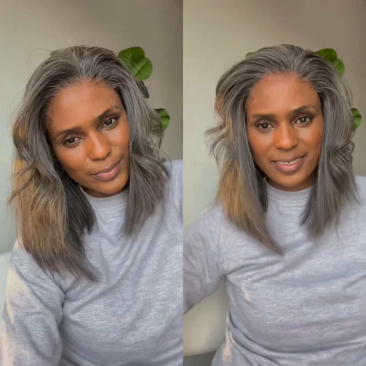 Salt And Pepper Layered Cut 13x4 Lace Frontal Wig
