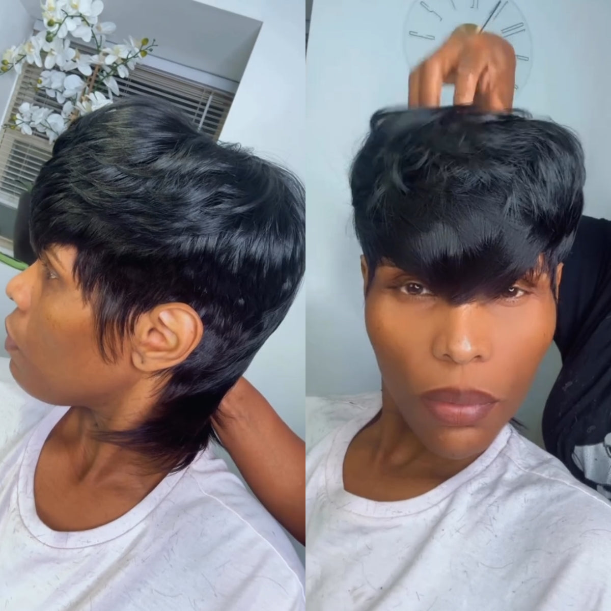 Natural Realistic Mullet Pixie Cut Style Glueless Wig