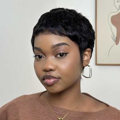 Full Lace Short Pixie Cut Glueless 100% human Hair Wig