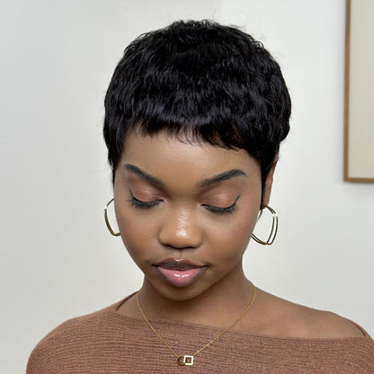 Full Lace Short Pixie Cut Glueless 100% human Hair Wig
