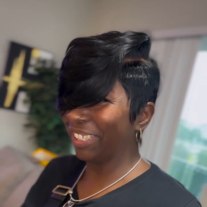 Full Lace Side Parted Layered Cut Wig With Bang