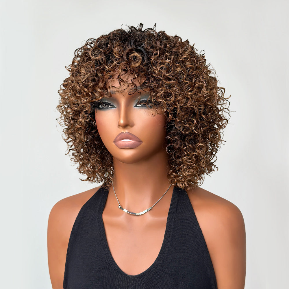 Put On & Go Short Ombre Dark Golden Blonde Brazilian Curly Wig