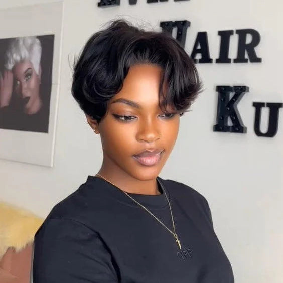Boss Lady Mid Part Layered Pixie Cut Wig With Bangs