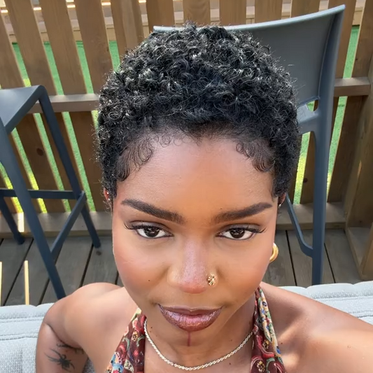 Full Lace Curly Afro Pixie Cut Wig With Drawstring