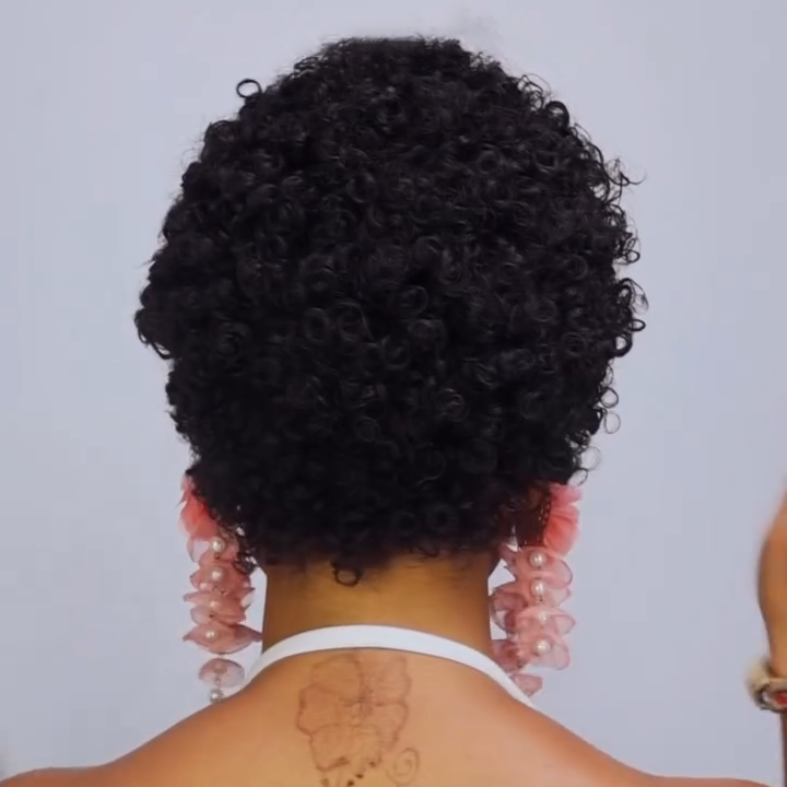 13x4 Lace/Full Lace 3C Afro Pixie Natural Black Loose Curly Wig