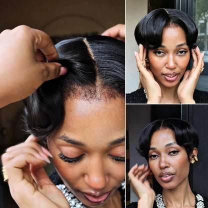 Boss Lady Mid Part Layered Pixie Cut Wig With Bangs