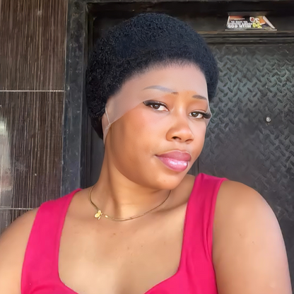 Full Lace Natural Black Afro Kinky Low Cut Glueless Pixie Wig