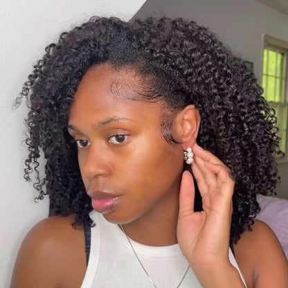 Glueless Natural Voluminous Kinky Curly Bob Lace Wig