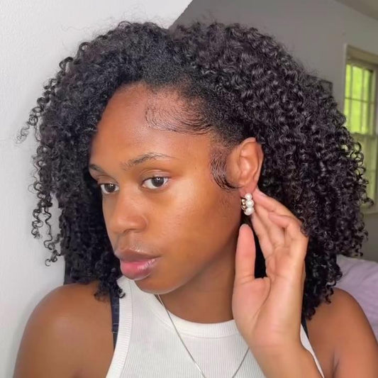 Glueless Natural Voluminous Kinky Curly Bob Lace Wig