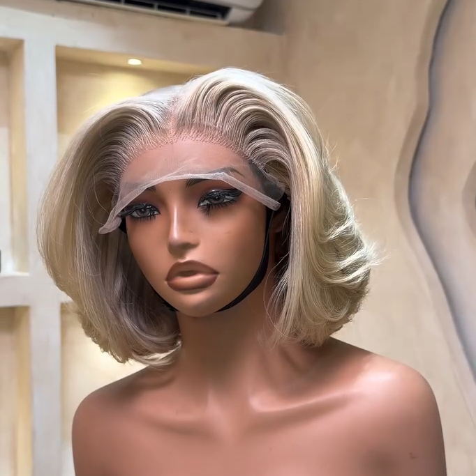 613 Blonde Side Part Layered Bob 13x4 Lace Front Wig