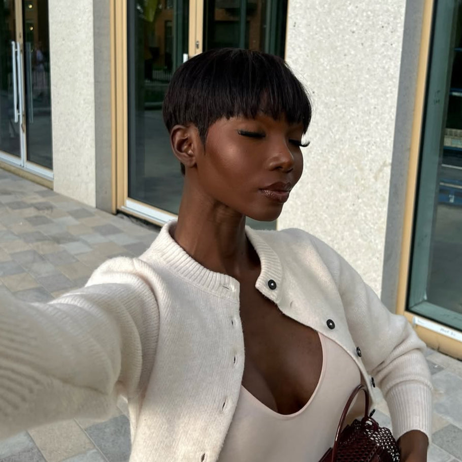 Put on  & Go Natural Black Short Pixie Hair Bowler Cut Wig