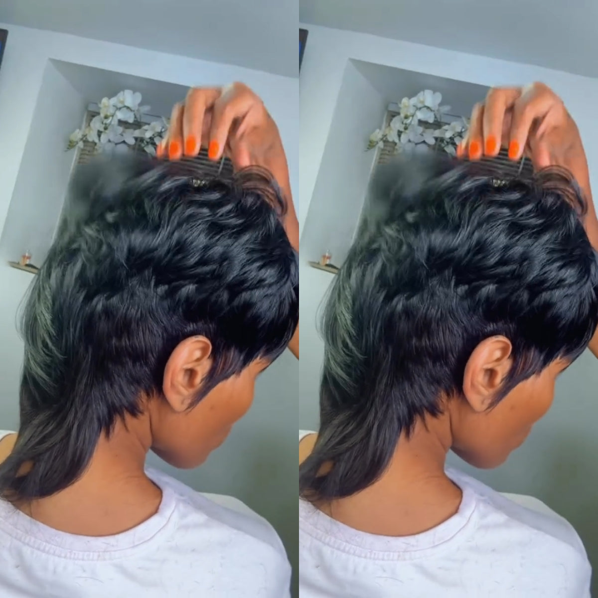 Natural Realistic Mullet Pixie Cut Style Glueless Wig
