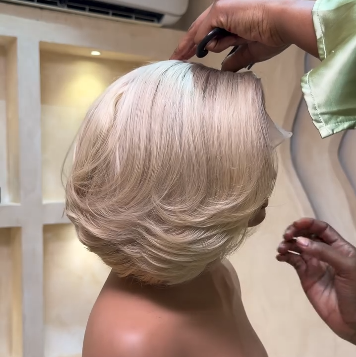 613 Blonde Side Part Layered Bob 13x4 Lace Front Wig