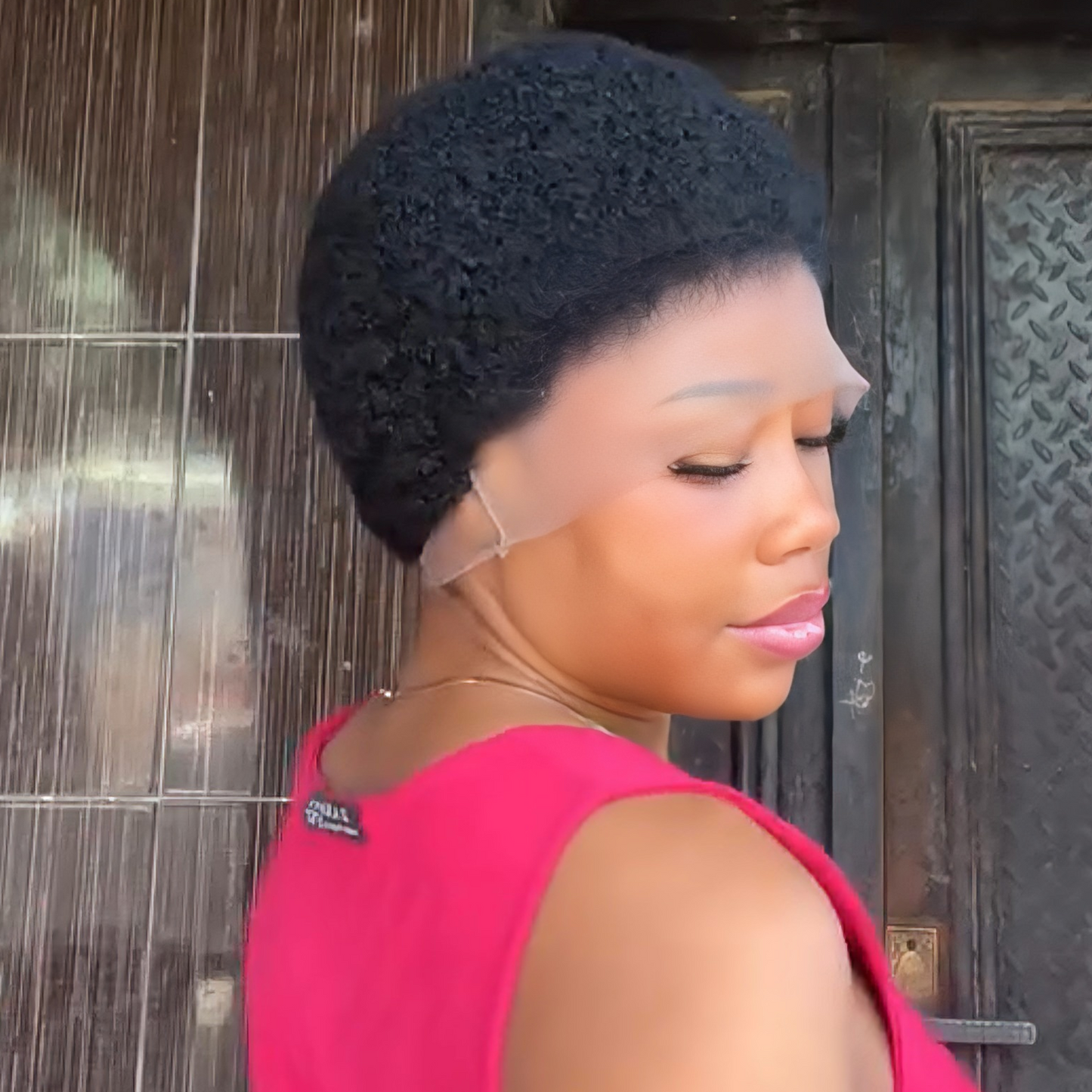 Full Lace Natural Black Afro Kinky Low Cut Glueless Pixie Wig