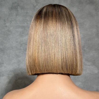 613 Ombre Blonde Highlight with Brown Straight Bob Wig