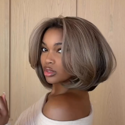 613 Ash Blonde Highlights Wifey Cut Bob