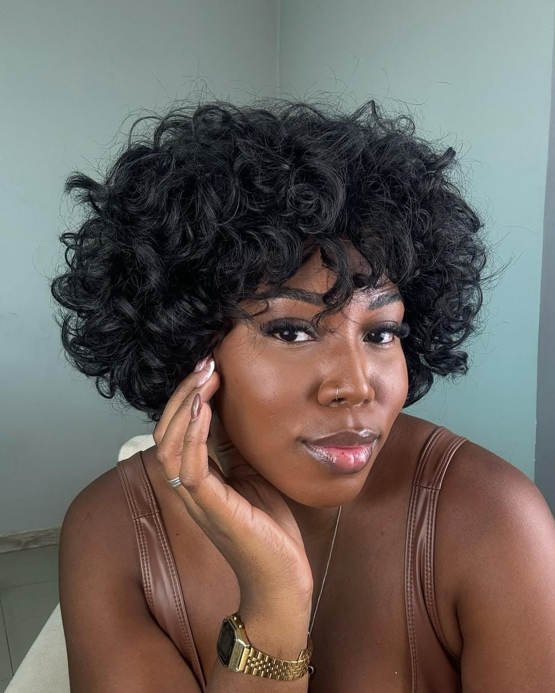 Beginner Friendly Throw On & Go Short Curly Bob Wig With Bang 100% Human Hair