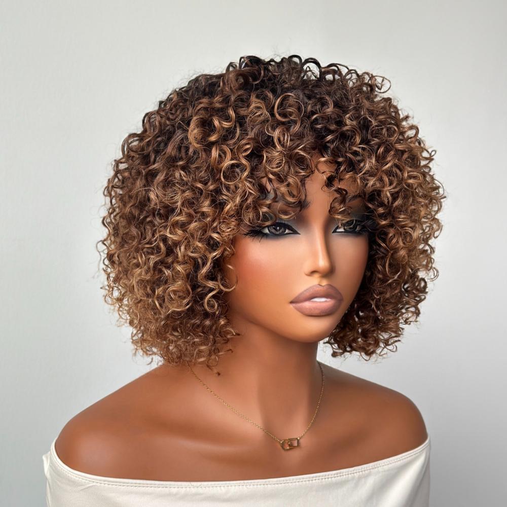 Wear & Go Ombre Dark Golden Blonde Brazilian Curly Wig