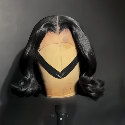 Natural Black Body Wave Bob 5x5 Lace Closure Wig 100% Human Hair