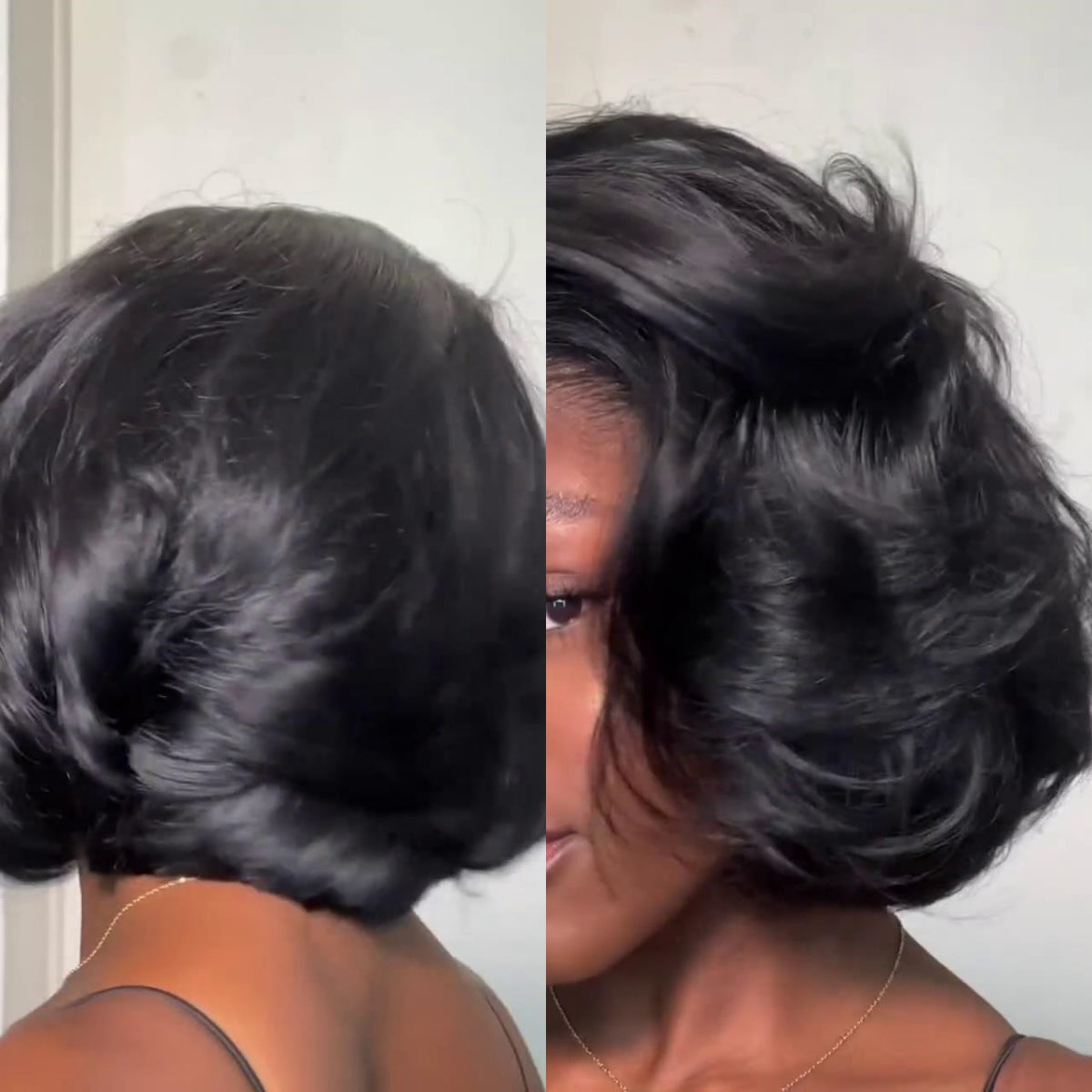 Natural hairline side parted slightly curly 13×4 lace frontal bob wig