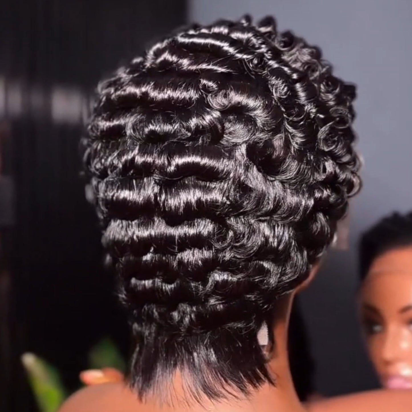Full Lace Glueless Natural Black Short Pixie Curly Wig