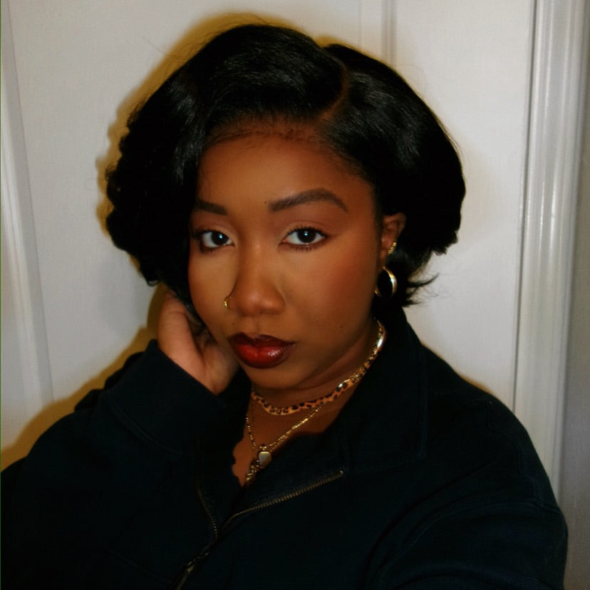 Natural Black Layered Cut Bob 13x4 Lace Frontal Wig