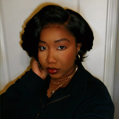 Natural Black Layered Cut Bob 13x4 Lace Frontal Wig