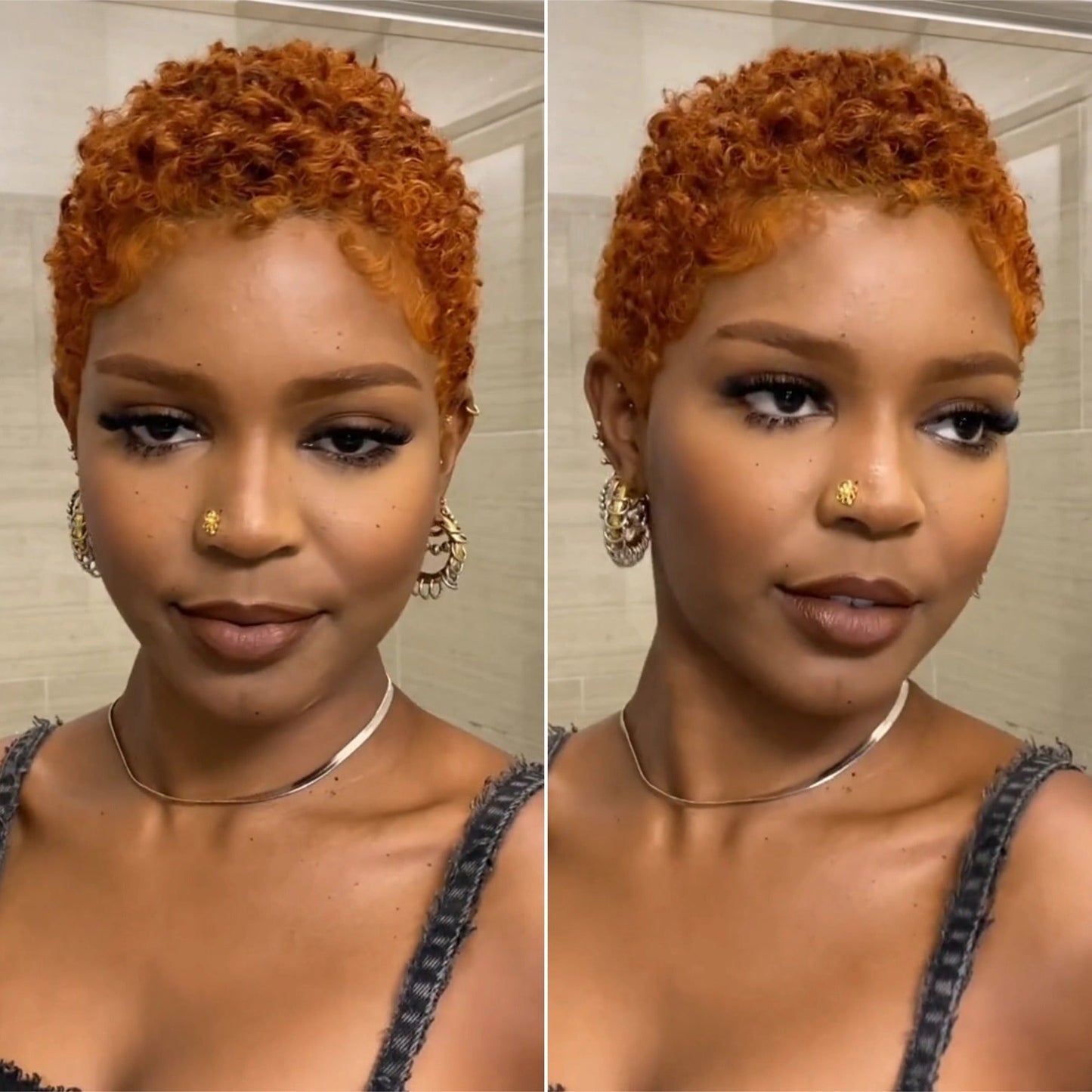 Full Lace Curly Afro Pixie Cut Wig With Drawstring