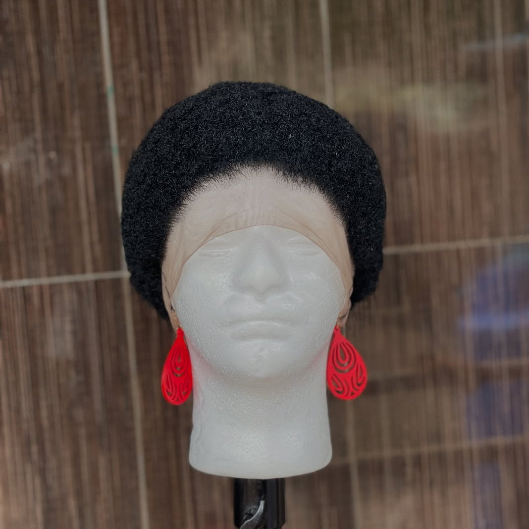 Full Lace Natural Black Afro Kinky Low Cut Glueless Pixie Wig