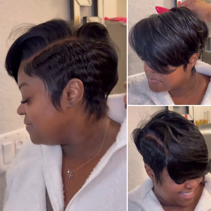 Full Lace Side Parted Layered Cut Wig With Bang
