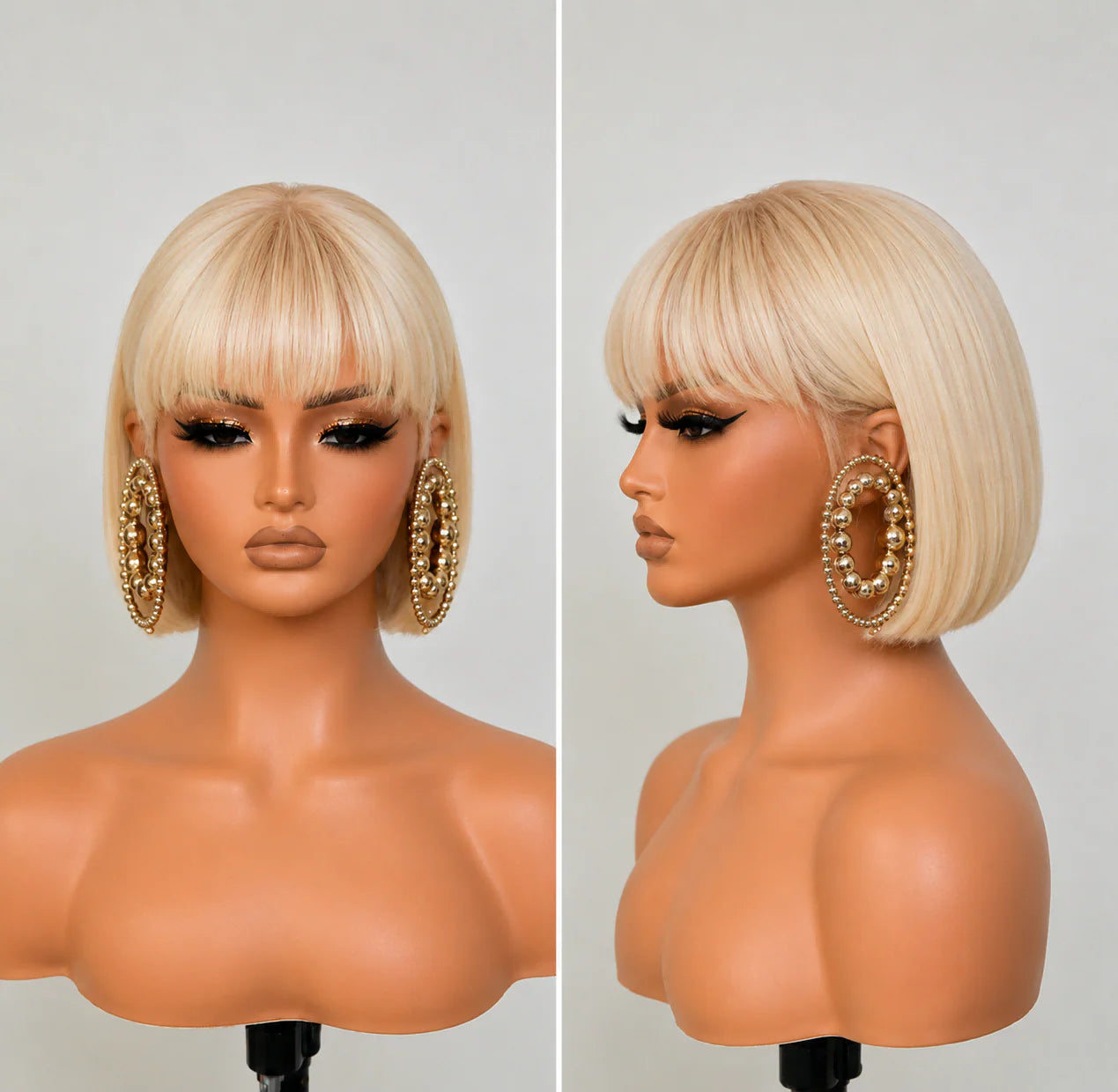 Y2K 613 Blonde Sliky Straight Bob Wig with Wispy Bangs