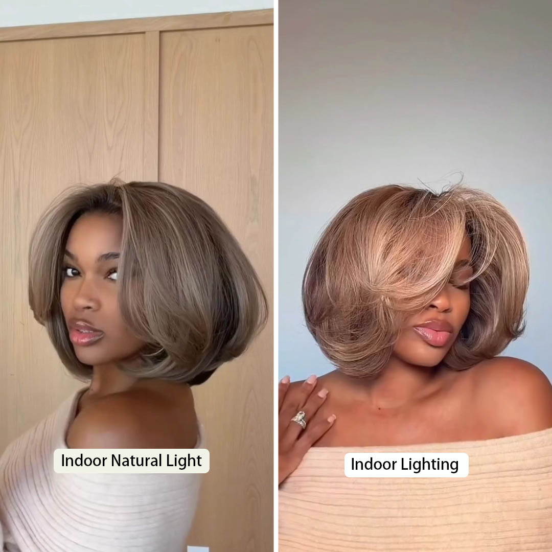 613 Ash Blonde Highlights Wifey Cut Bob