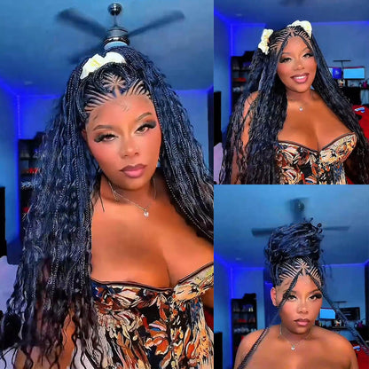 Full Lace Long Cornrows Braids With Invisi Drawstring Wig