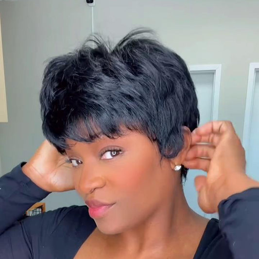 Natural Black Elegant Boss Vibe Short Pixie Cut
