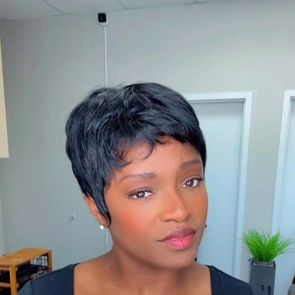 Natural Black Elegant Boss Vibe Short Pixie Cut
