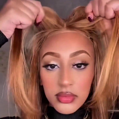 613 Honey Blonde With Light Brown Highlight Bob 5×5 Lace Closure Wig