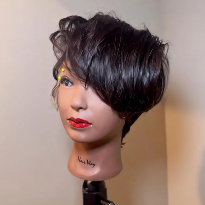 Glueless Short Pixie Cut Long Bangs Full Lace/13x4 Lace Frontal Wig
