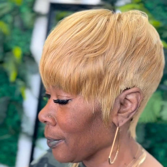 Put on  & Go Layered Cut Blonde Pixie Hair Wig