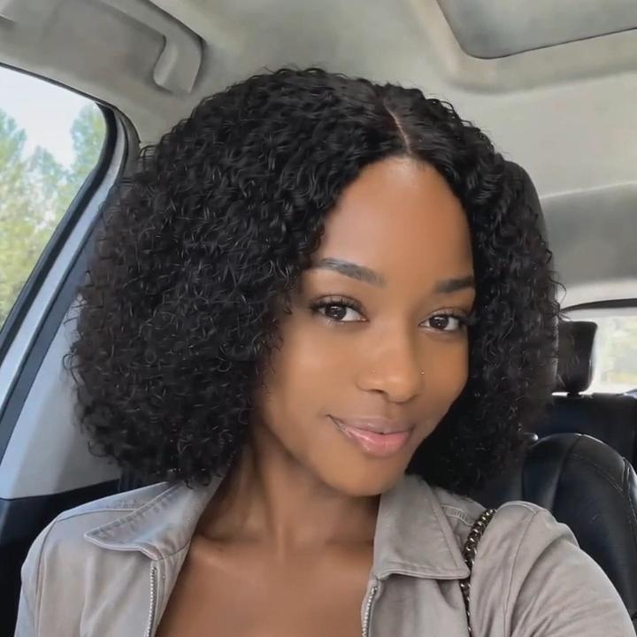 Natural Black Wet and Wavy Wig 13×4 Lace Frontal Curly Bob Wig