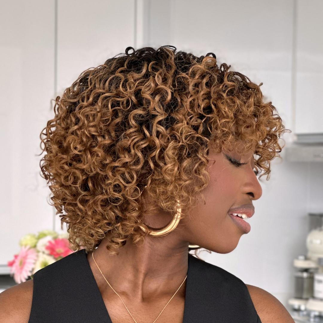 Wear & Go Ombre Dark Golden Blonde Brazilian Curly Wig
