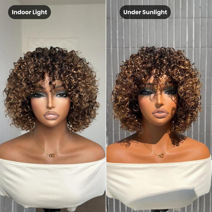 Wear & Go Ombre Dark Golden Blonde Brazilian Curly Wig