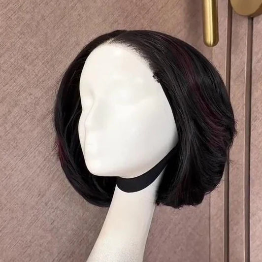 Coracrown Natural Realistic Highlights Layered Cut Bob 5×5 Lace Closure Wig